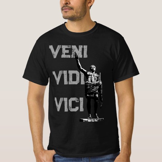 ヴェニヴィディヴィチシーザーやる気を起こさせる引用文メンズ Tシャツ (正面)