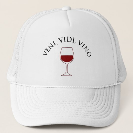 ヴェニ、ヴィディ、ヴィーノおもしろいワイン愛好家ラテンフレーズ キャップ (正面)