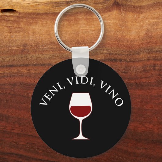 ヴェニ、ヴィディ、ヴィーノおもしろいワイン愛好家ラテンフレーズ キーホルダー (正面)