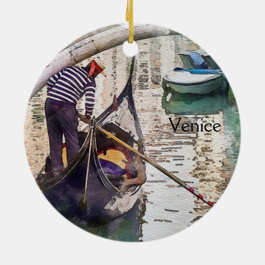 ヴェネチアンゴンドラヴェネツィアイタリア運河 セラミックオーナメント (裏面)