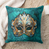 ヴェネチアンマスカレードマスクターコイズグラウンド クッション (ブランケット)