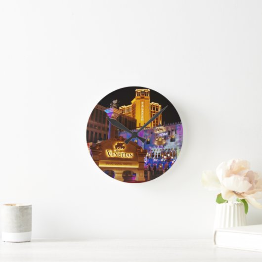 ヴェネチアンラスベガスデコレーション夕べライト ラウンド壁時計 (ホーム)