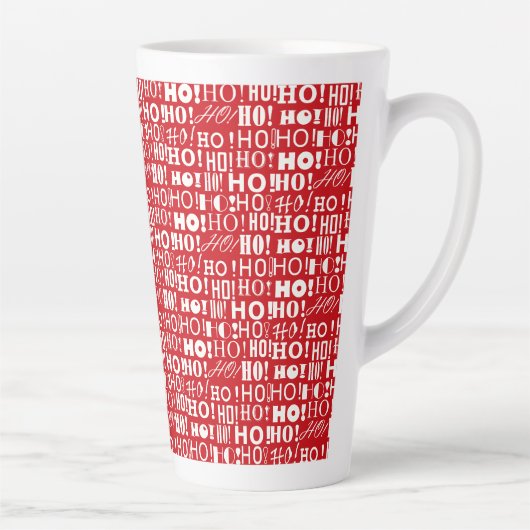 ヴェネチアンレッドのサンタの陽気な挨拶 HO! HO! HO! カフェラテマグ (右)