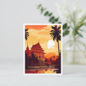 ヴェネチャラオスアートヴィンテージトラベルイラストレーション ポストカード (スタンド正面)