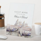 ヴェネチ結婚アンの台本の水彩画のゲストブック 台座サイン (インサイチュ)