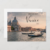ヴェネツィアからの挨拶イタリアのゴンドラ葉書 ポストカード (正面/裏面)