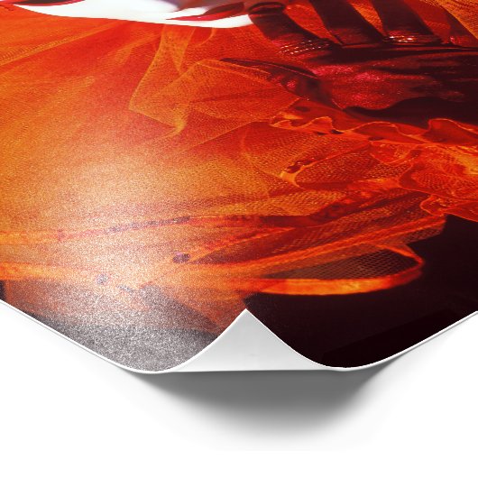 ヴェネツィアのカーニバルでオレンジ色のハーレクイン フォトプリント            (角)