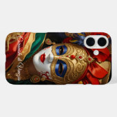 ヴェネツィアのカーニバルの仮面 ゴールド 赤 青 Case-Mate iPhoneケース (裏面 (横))
