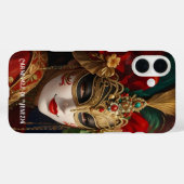 ヴェネツィアのカーニバルの仮面 赤 緑 金 Case-Mate iPhoneケース (裏面 (横))