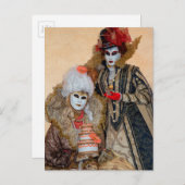 ヴェネツィアのカーニバル衣装のカップル ポストカード (正面/裏面)
