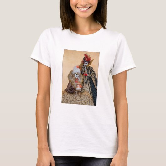 ヴェネツィアのカーニバル衣装のカップル Tシャツ (正面)