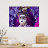 ヴェネツィアのカーニバル衣装の顔 ポスター (キッチン)