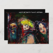 ヴェネツィアのカーニバル・ナイト ブラック インビテーションポストカード (正面/裏面)