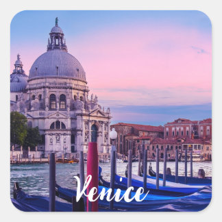 ヴェネツィアのゴンドラと教会を持つグランドカナル スクエアシール