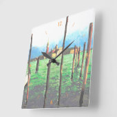 ヴェネツィアのゴンドラムーリング スクエア壁時計 (傾斜)