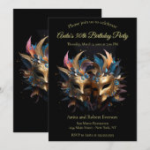 ヴェネツィアのゴールドマスク 2点 マルディグラ カーニバル 招待状 (正面/裏面)