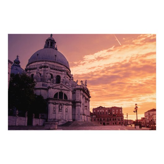 ヴェネツィアのサン・マルコ大聖堂に沈む夕日 フォトプリント            (正面)