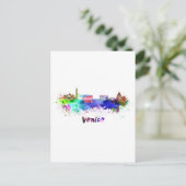 ヴェネツィアのスカイラインの水色 ポストカード (スタンド正面)