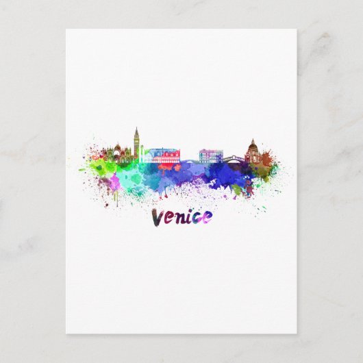 ヴェネツィアのスカイラインの水色 ポストカード (正面)