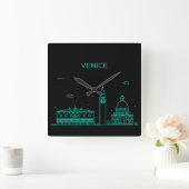 ヴェネツィアのスカイライン スクエア壁時計 (ホーム)