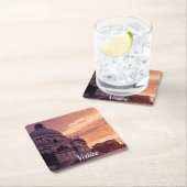 ヴェネツィアのバシリカ上空の夕日 スクエアペーパーコースター (インサイチュ)