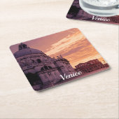 ヴェネツィアのバシリカ上空の夕日 スクエアペーパーコースター (アングル)