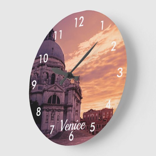 ヴェネツィアのバシリカ上空の夕日 ラージ壁時計 (傾斜)