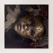 ヴェネツィアのマスクと非常に美しい女性のポートレート ジグソーパズル (横)