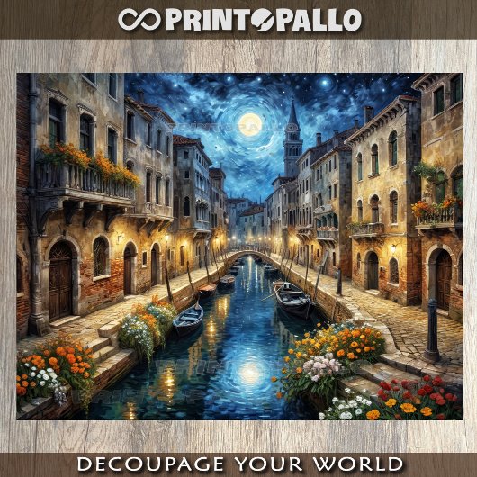 ヴェネツィアの夜の風景ヴァンゴッホ空 薄葉紙