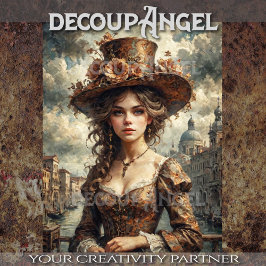 ヴェネツィアの女性のポートレート – デコページ –  薄葉紙