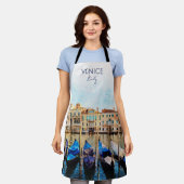 ヴェネツィアの水色 – イタリア旅行のお土産 エプロン (着用した状態)