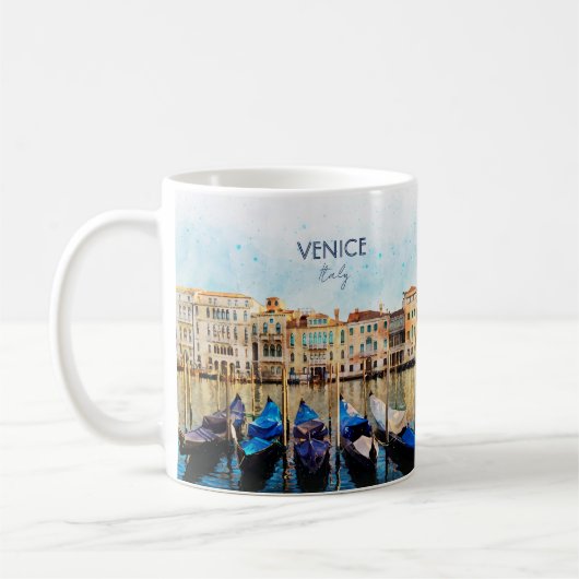 ヴェネツィアの水色 – イタリア旅行のお土産 コーヒーマグカップ (左)