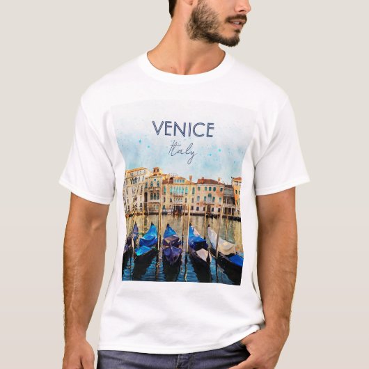 ヴェネツィアの水色 – イタリア旅行のお土産 Tシャツ (正面)