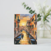 ヴェネツィアの神秘的に美しい夕日 ポストカード (スタンド正面)