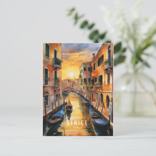 ヴェネツィアの神秘的に美しい夕日 ポストカード (スタンド正面)