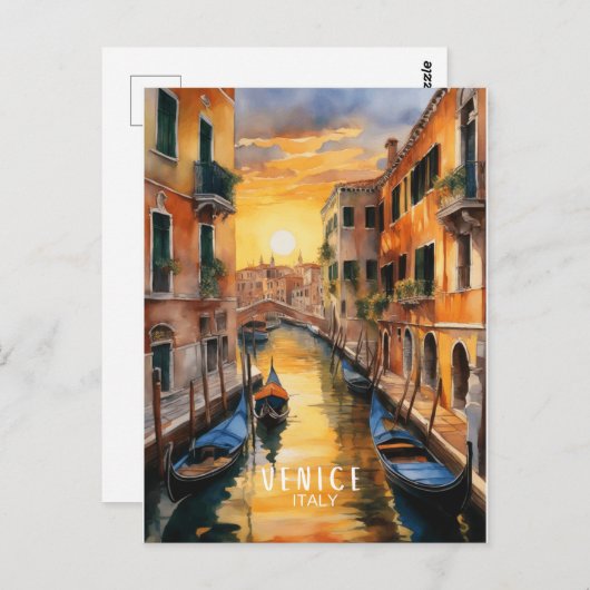 ヴェネツィアの神秘的に美しい夕日 ポストカード (正面/裏面)