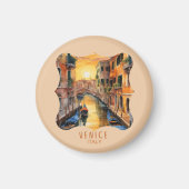 ヴェネツィアの神秘的に美しい夕日 マグネット (正面)