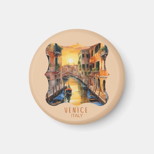 ヴェネツィアの神秘的に美しい夕日 マグネット (正面)