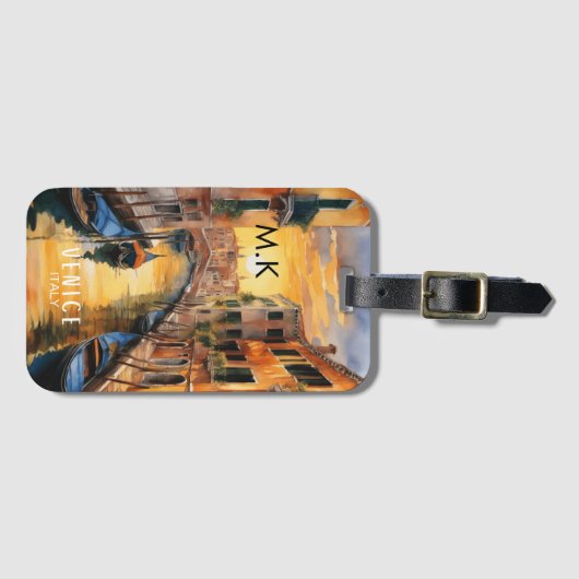 ヴェネツィアの神秘的に美しい夕日 ラゲッジタグ (正面横)