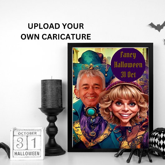 ヴェネツィアの紫のカラフルな漫画風カップル 招待状