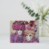 ヴェネツィアの紫のカーニバルの衣装 ポストカード (スタンド正面)