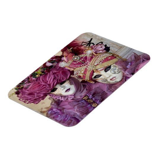 ヴェネツィアの紫のカーニバルの衣装 マグネット (左側)