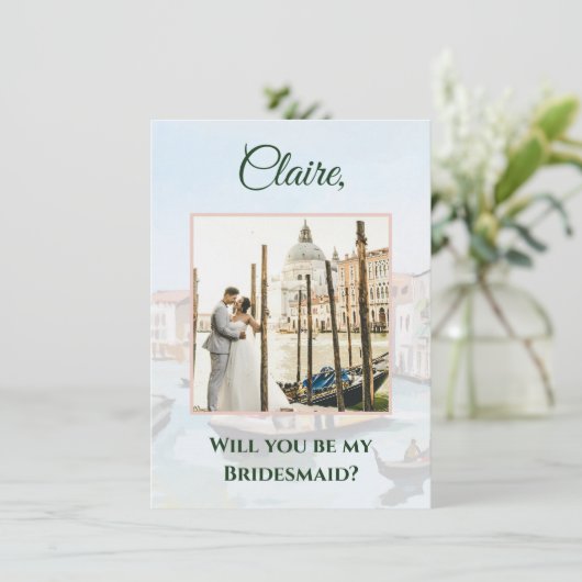 ヴェネツィアの絵画Bridesmaid提案写真カード エンクロージャーカード (スタンド正面)