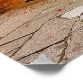 ヴェネツィアの美しい赤い花の運河イタリア ポスター (角)