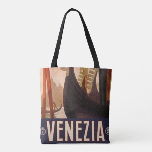 ヴェネツィアの運河を示すヴィンテージ旅行のポスター トートバッグ (裏面)