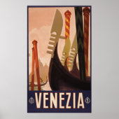 ヴェネツィアの運河を示すヴィンテージ旅行のポスター ポスター (正面)