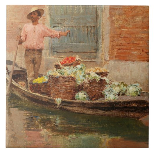 ヴェネツィアの野菜売り(by Vincenzo Caprile) タイル (正面)