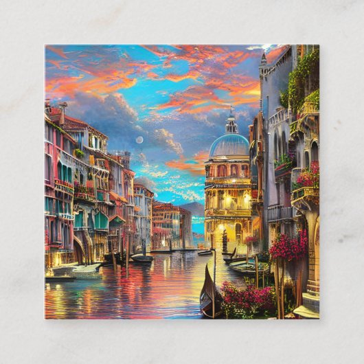 ヴェネツィアは都市で、その複雑な運河で有名 スクエア名刺 (正面)