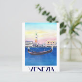 ヴェネツィアイタリアのゴンドラとサンマルコとのグランドカナル ポストカード (スタンド正面)