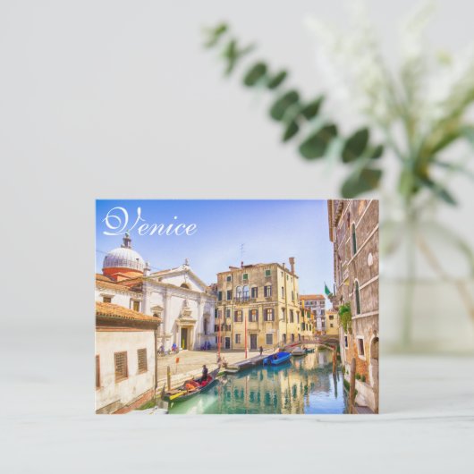 ヴェネツィアイタリアのゴンドラのシティビュ芸術的ー ポストカード (スタンド正面)